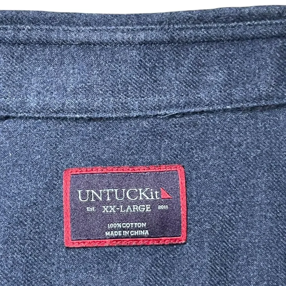 UNTUCKit Sherwood Navy Blue Flannel Shirt Relaxed Fit Mens XXL